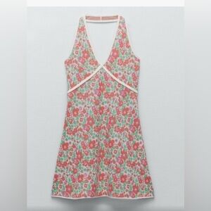 Zara halter floral dress knit
